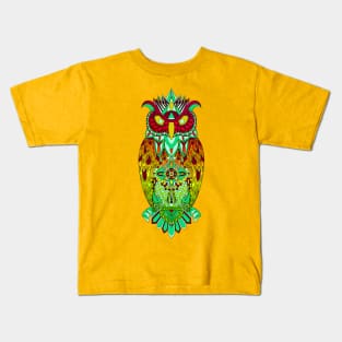 big little owl in mexican pattern ecopop Kids T-Shirt